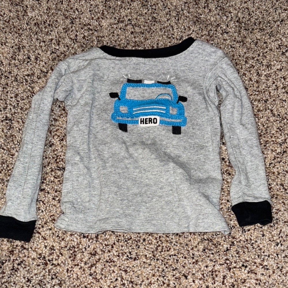 Carter's Gray and Blue Long Sleeve Tee with Car Design